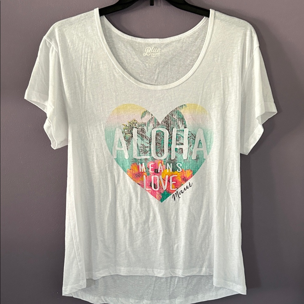 Blue 84 Women's White Aloha Love Tee